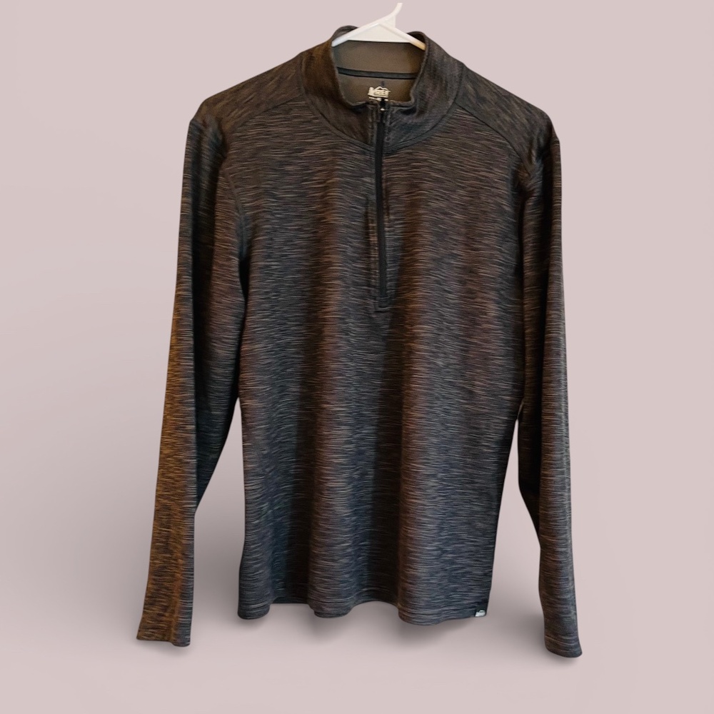 REI Co-op MENS Black Brown Space Dyed Quarter Zip Size M